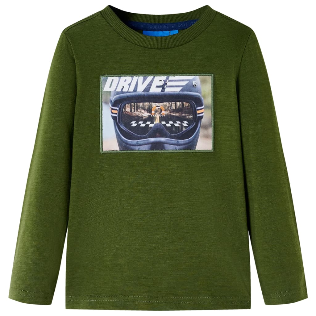 Kindershirt met lange mouwen 104 donkerkakikleurig Kaki 104