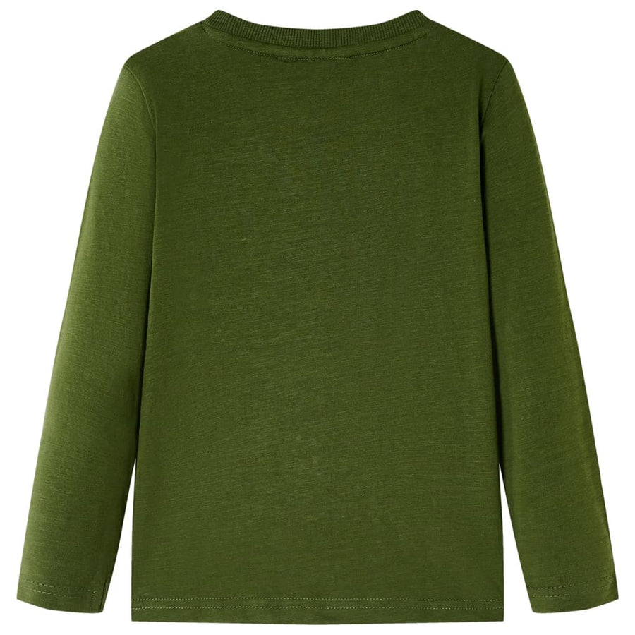 Kindershirt met lange mouwen 104 donkerkakikleurig Kaki 104
