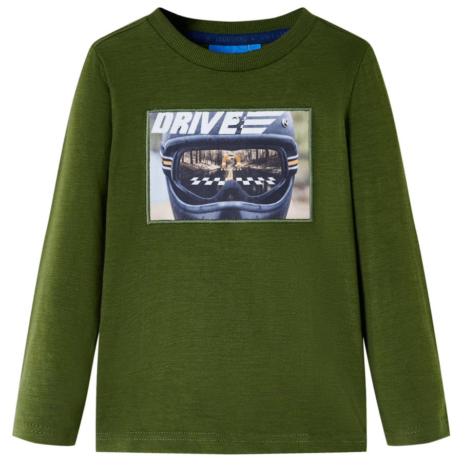 Kindershirt met lange mouwen 116 donkerkakikleurig Kaki 116