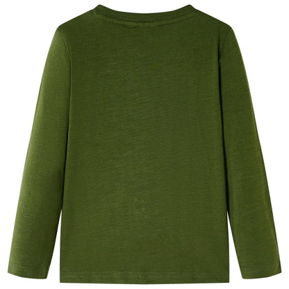 Kindershirt met lange mouwen 128 donkerkakikleurig Kaki 128