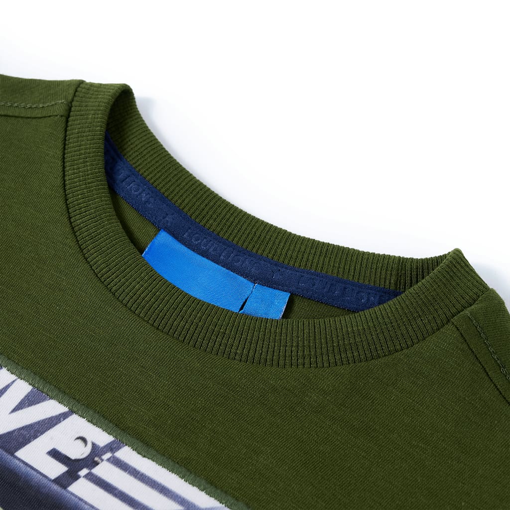 Kindershirt met lange mouwen 128 donkerkakikleurig Kaki 128