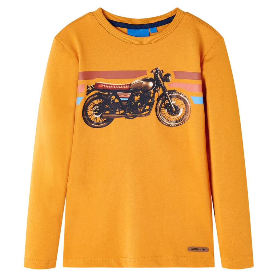 Kindershirt met lange mouwen 92 okerkleurig Oker