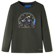 Kindershirt lange mouwen 104 kaki