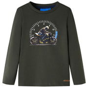 Kindershirt lange mouwen 116 kaki