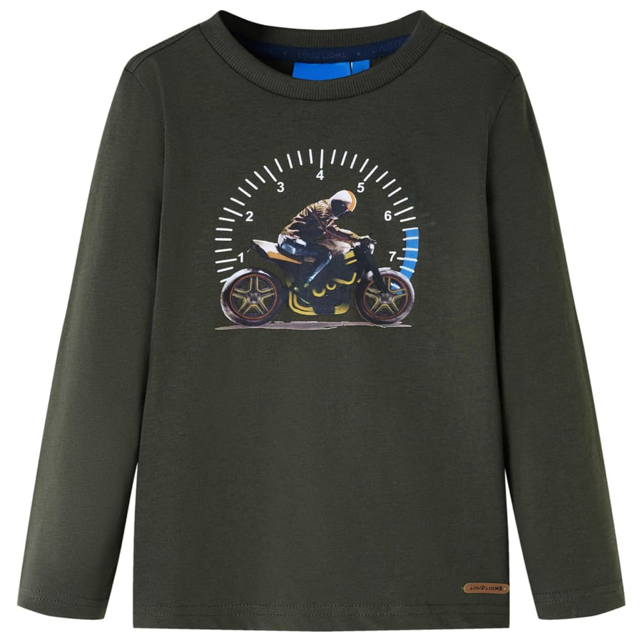 Kindershirt met lange mouwen 128 kakikleurig Kaki 128