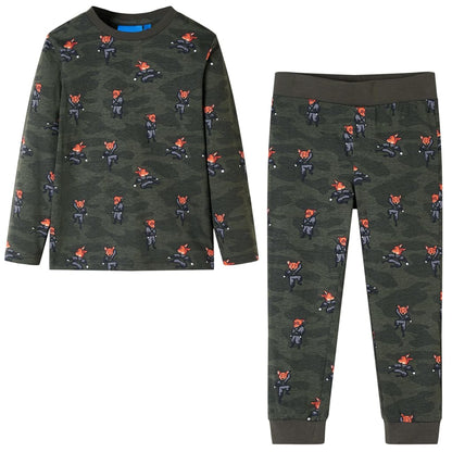 Kinderpyjama met lange mouwen 140 kakikleurig 140