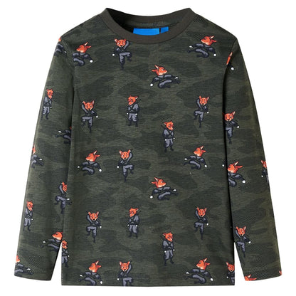Kinderpyjama met lange mouwen 140 kakikleurig 140