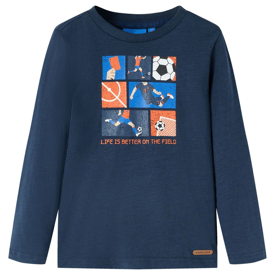 Kindershirt met lange mouwen 116 gemêleerd marineblauw