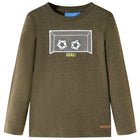 Kindershirt lange mouwen 104 gemêleerd kaki