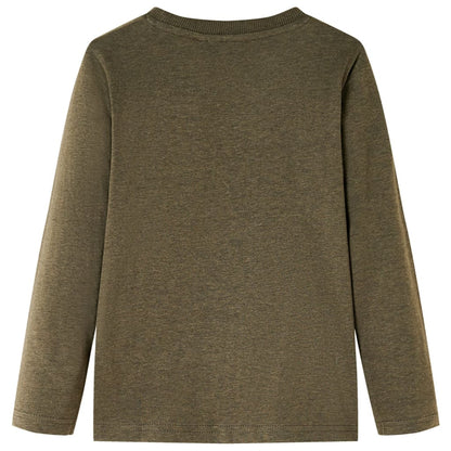 Kindershirt met lange mouwen 104 gemêleerd kakikleur Kaki 104