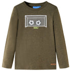 Kindershirt lange mouwen 116 gemêleerd kaki