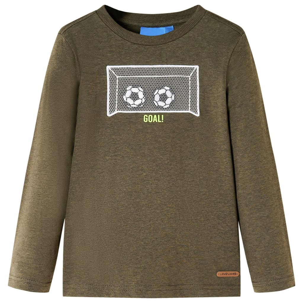 Kindershirt met lange mouwen 116 gemêleerd kakikleur Kaki 116