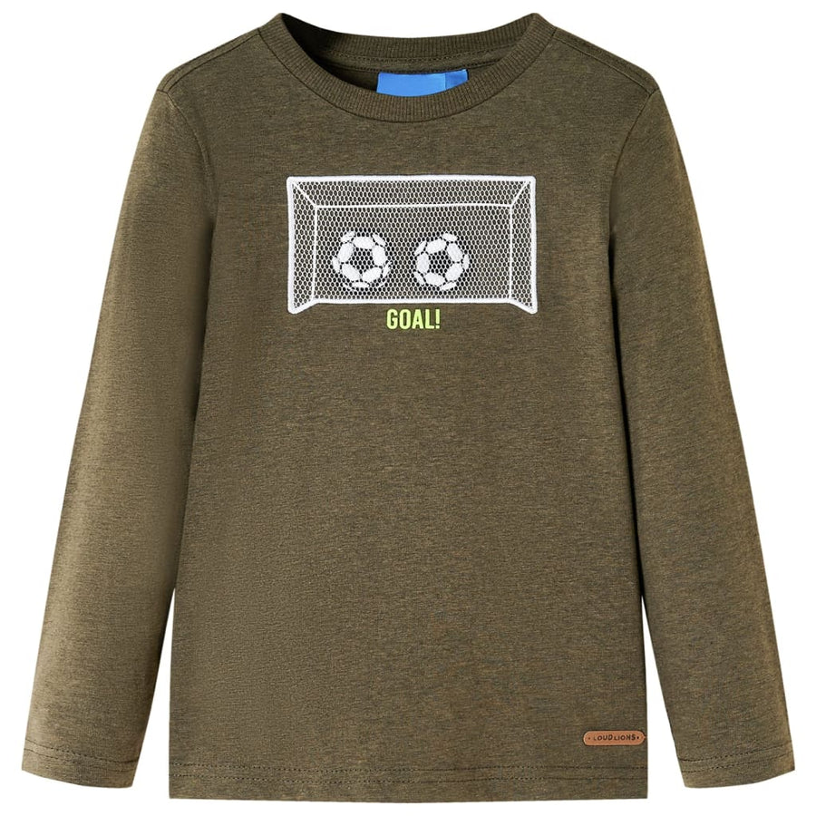 Kindershirt met lange mouwen 116 gemêleerd kakikleur Kaki 116