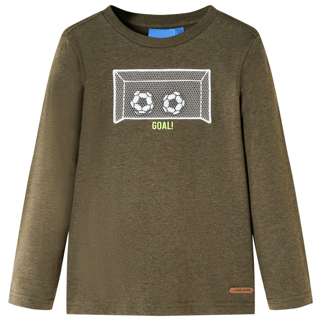 Kindershirt met lange mouwen 128 gemêleerd kakikleur Kaki 128