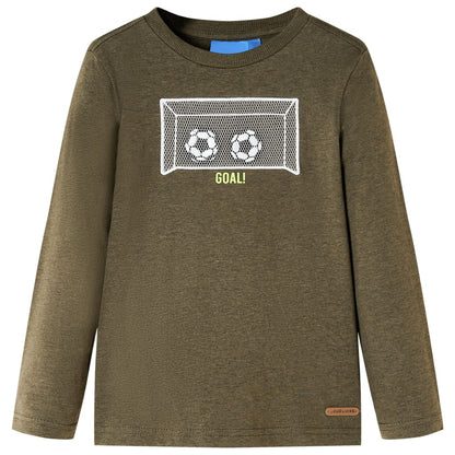 Kindershirt met lange mouwen 128 gemêleerd kakikleur Kaki 128