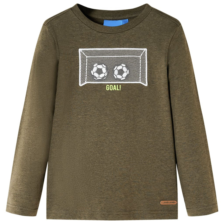 Kindershirt met lange mouwen 128 gemêleerd kakikleur Kaki 128