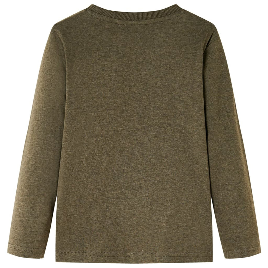 Kindershirt met lange mouwen 128 gemêleerd kakikleur Kaki 128
