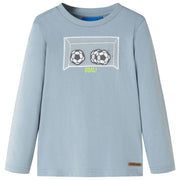 Kindershirt lange mouwen 116 lichtblauw voetbal