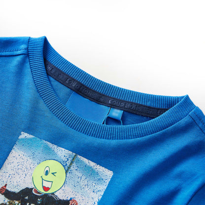 Kindershirt met lange mouwen 116 kobaltblauw Blauw 116