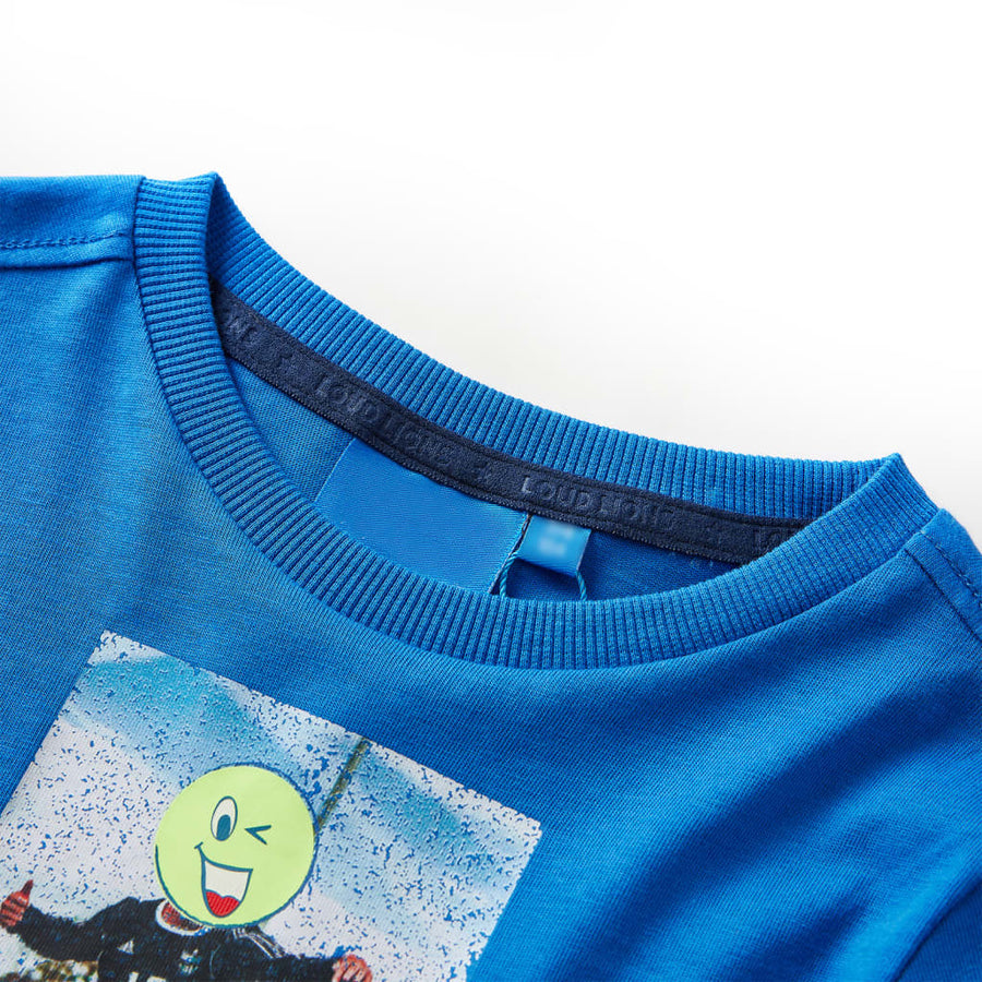 Kindershirt met lange mouwen 128 kobaltblauw Blauw 128