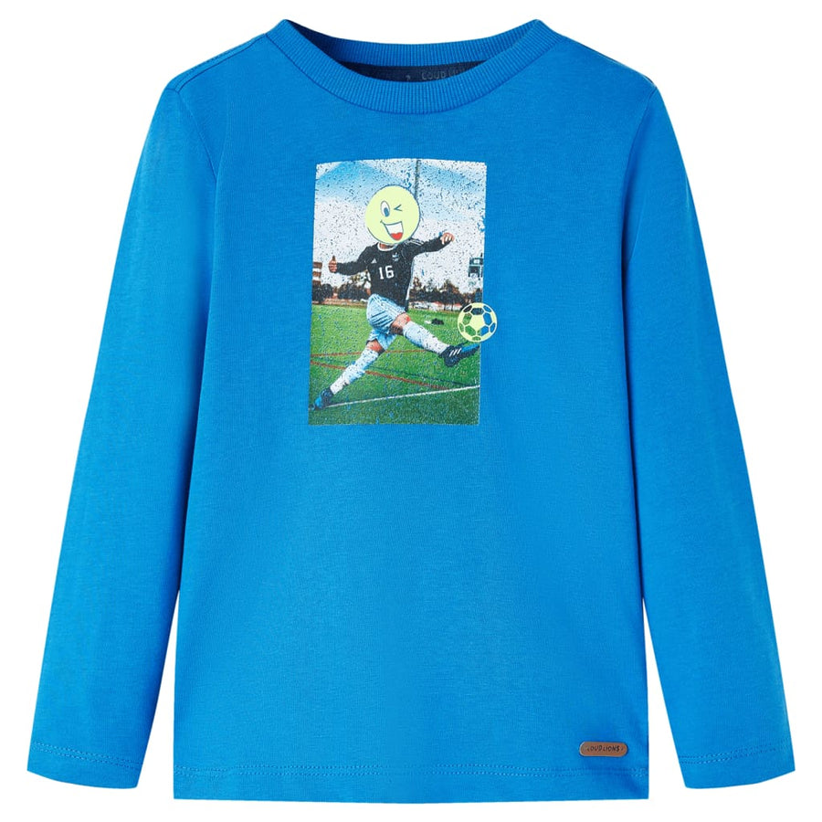 Kindershirt met lange mouwen 140 kobaltblauw Blauw 140