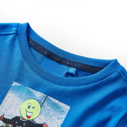 Kindershirt met lange mouwen 140 kobaltblauw Blauw 140