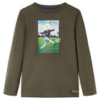 Kindershirt lange mouwen 116 kaki katoen