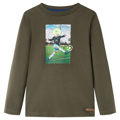 Kindershirt met lange mouwen 116 kakikleurig Kaki