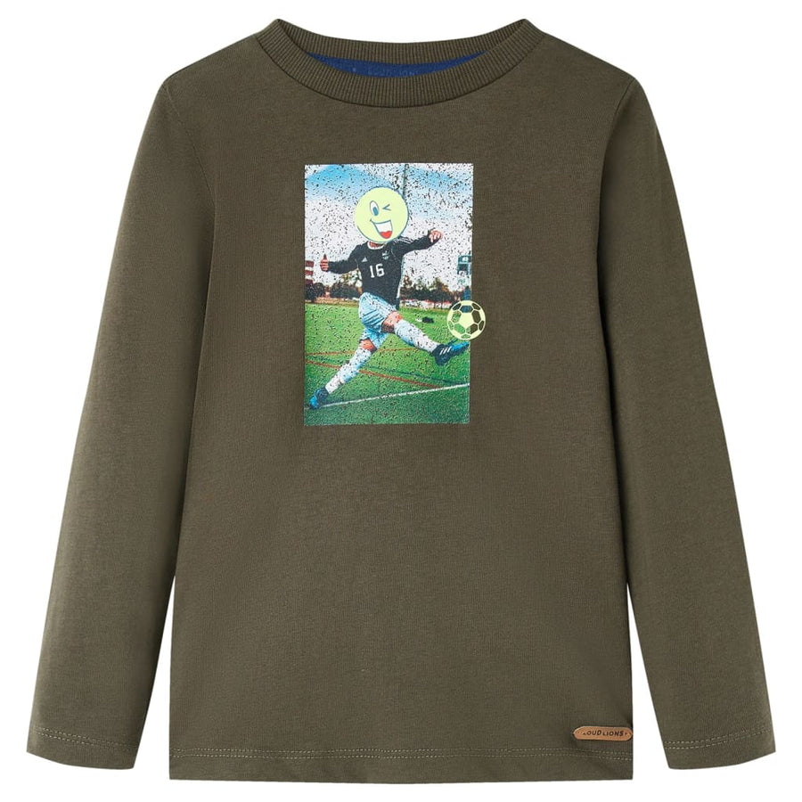 Kindershirt met lange mouwen 116 kakikleurig Kaki