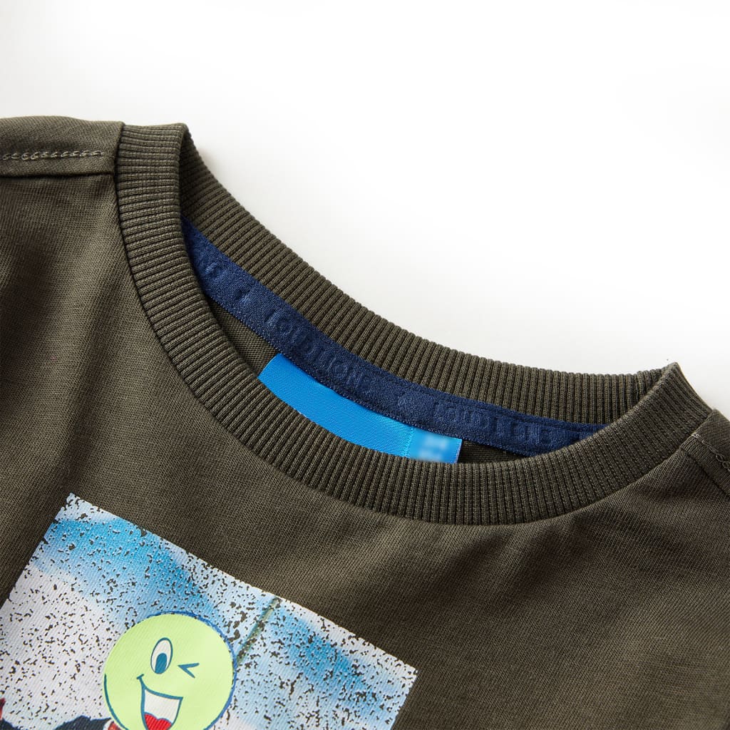 Kindershirt met lange mouwen 116 kakikleurig Kaki