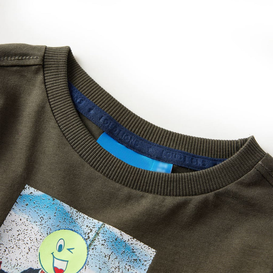 Kindershirt met lange mouwen 116 kakikleurig Kaki