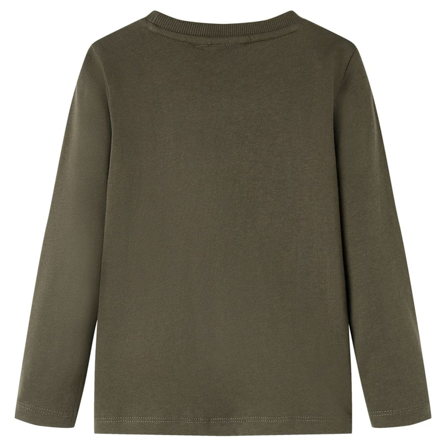 Kindershirt met lange mouwen 128 kakikleurig Kaki