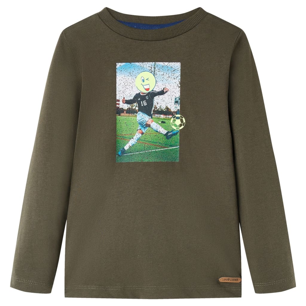 Kindershirt met lange mouwen 140 kakikleurig Kaki 140