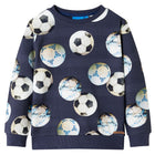 Kindertrui 116 marineblauw voetbal