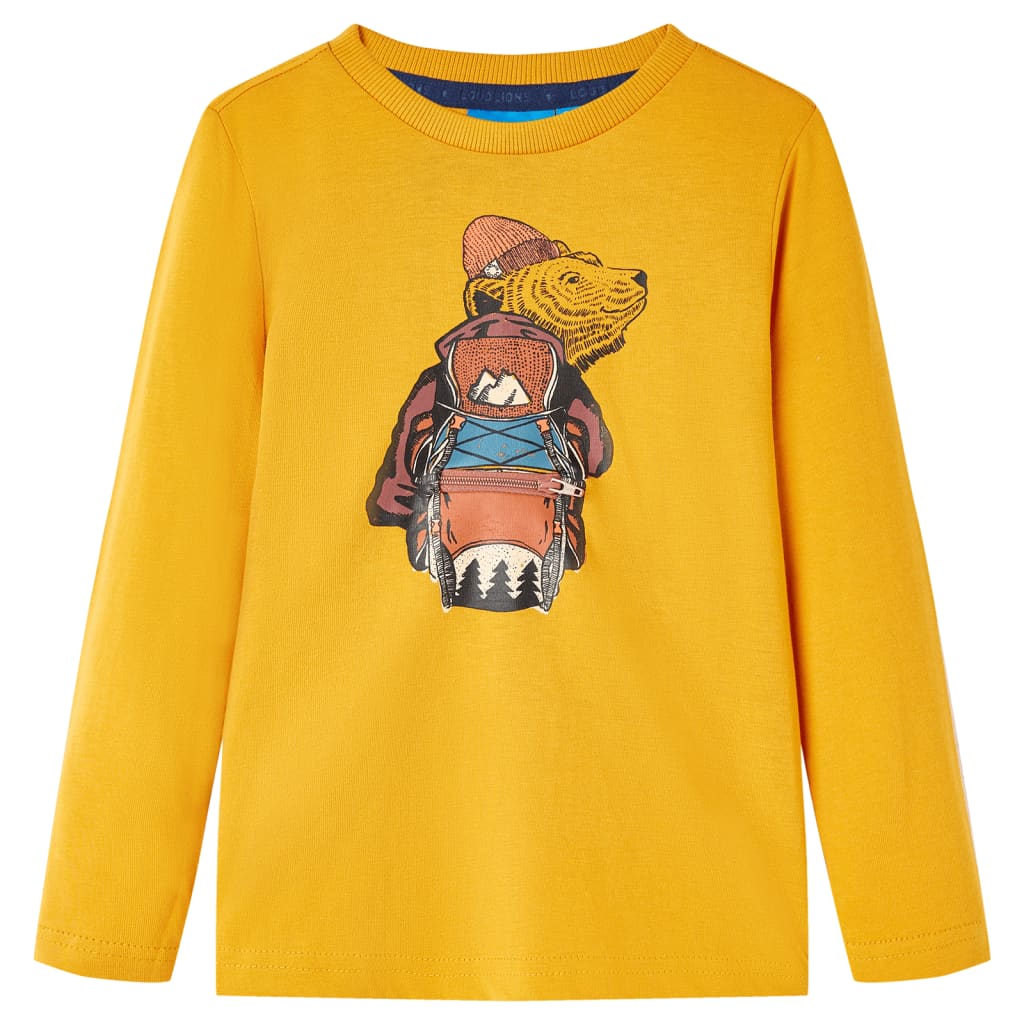 Kindershirt met lange mouwen 104 okerkleurig Oker