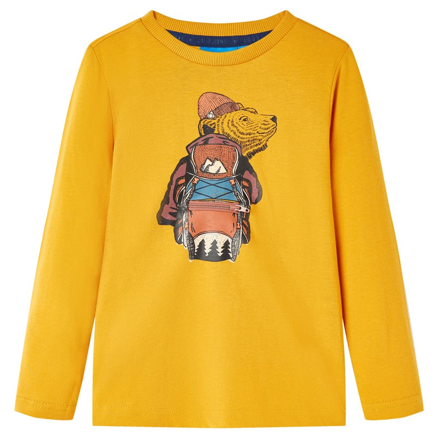 Kindershirt met lange mouwen 104 okerkleurig Oker