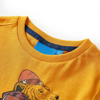Kindershirt met lange mouwen 104 okerkleurig Oker