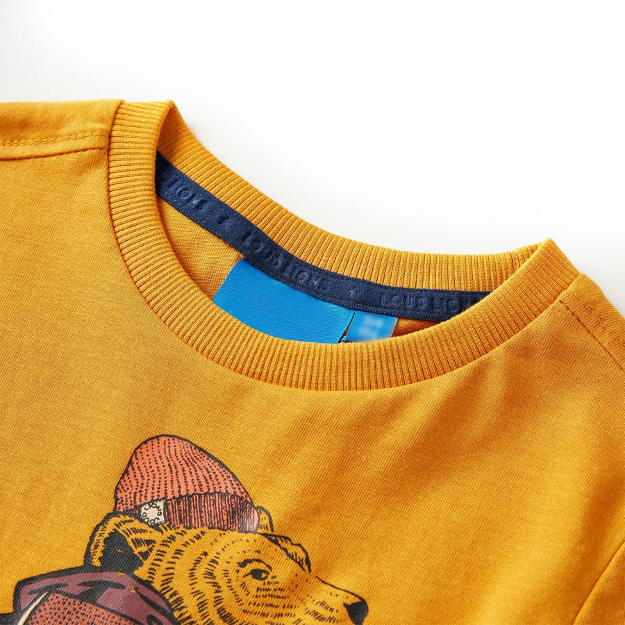Kindershirt met lange mouwen 104 okerkleurig Oker