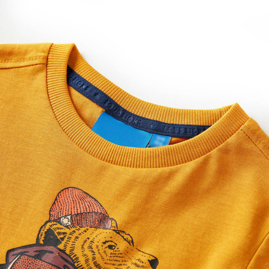 Kindershirt met lange mouwen 116 okerkleurig Oker