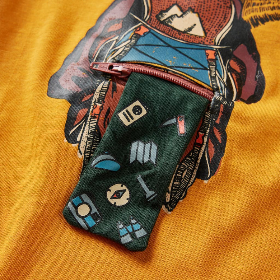 Kindershirt met lange mouwen 116 okerkleurig Oker