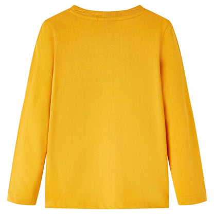 Kindershirt met lange mouwen 128 okerkleurig Oker
