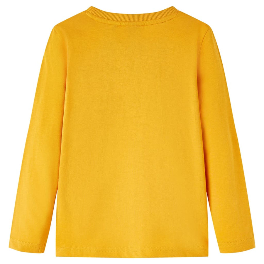 Kindershirt met lange mouwen 128 okerkleurig Oker