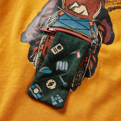 Kindershirt met lange mouwen 128 okerkleurig Oker