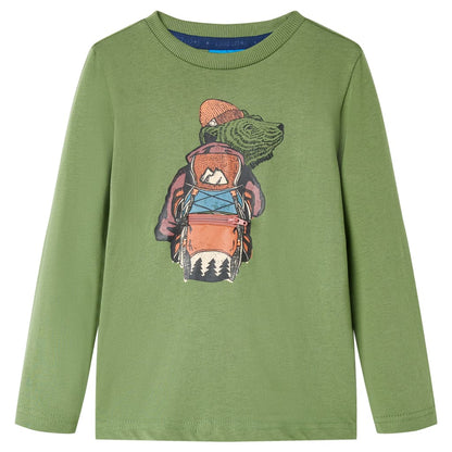 Kindershirt met lange mouwen 116 lichtkakikleurig Kaki