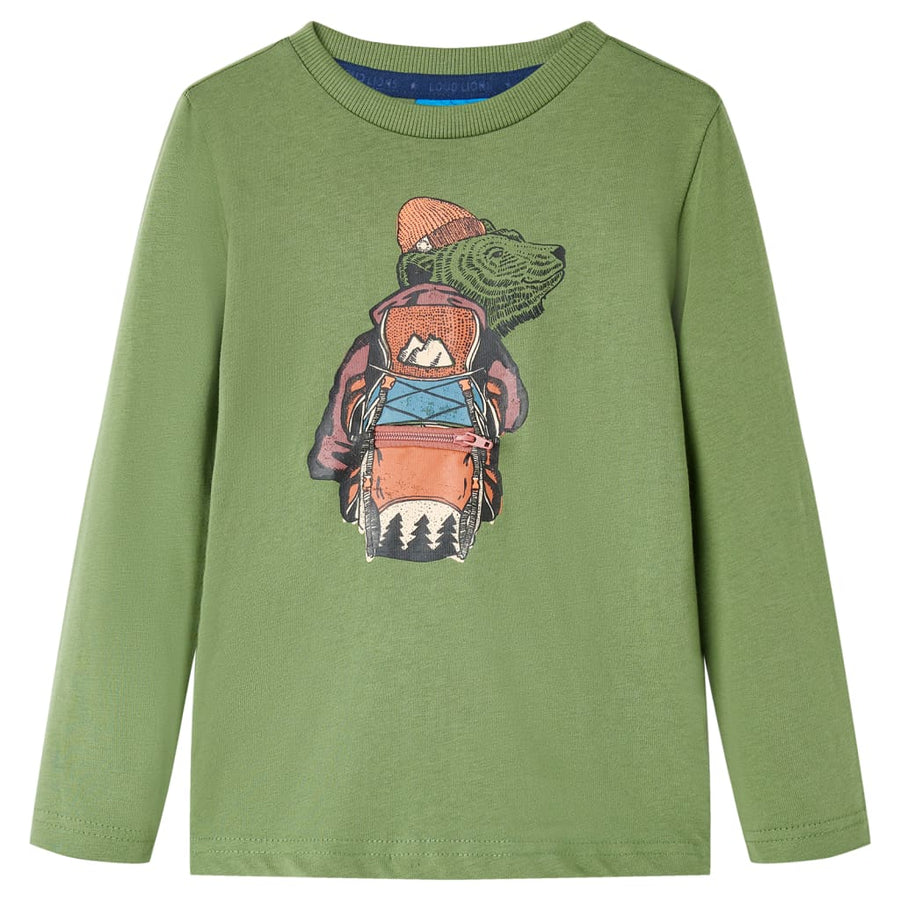 Kindershirt met lange mouwen 116 lichtkakikleurig Kaki