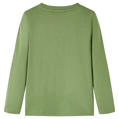 Kindershirt met lange mouwen 128 lichtkakikleurig Kaki