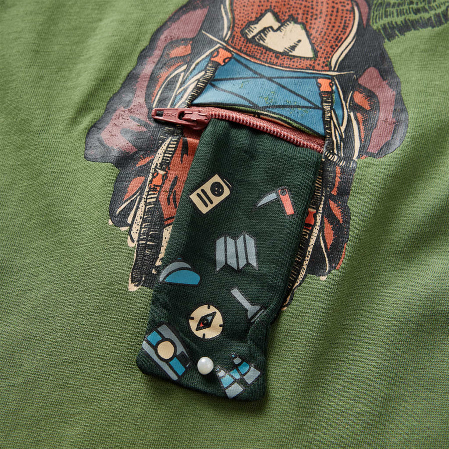 Kindershirt met lange mouwen 128 lichtkakikleurig Kaki