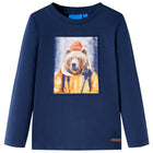 Kindershirt lange mouwen 140 gemêleerd marineblauw