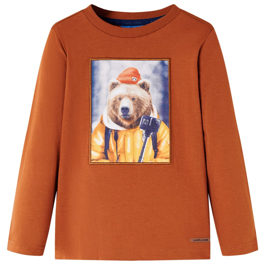 Kindershirt met lange mouwen 116 oranjebruin 116