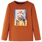 Kids long sleeve shirt 128 orange-brown